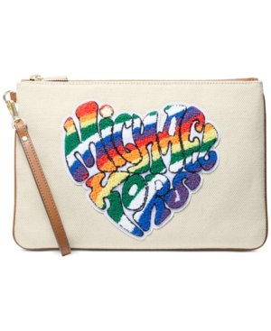 MICHAEL Michael Kors Pride Jet Set Canvas Zip Pouch – Natural/Acorn