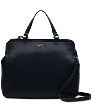 Tula England Medium Zip-Top Multiway Satchel – Dark Azure/Gold
