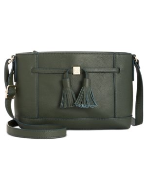 Giani Bernini Pebble Leather Tassel Crossbody – Myrtle Green