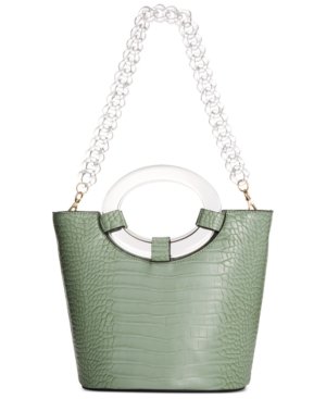 INC International Concepts Tracyy Croco-Embossed Bucket Bag – Mint Croco