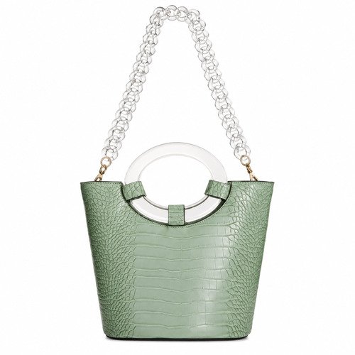 INC International Concepts Tracyy Croco-Embossed Bucket Bag – Mint Croco — AI-enhanced catalog image