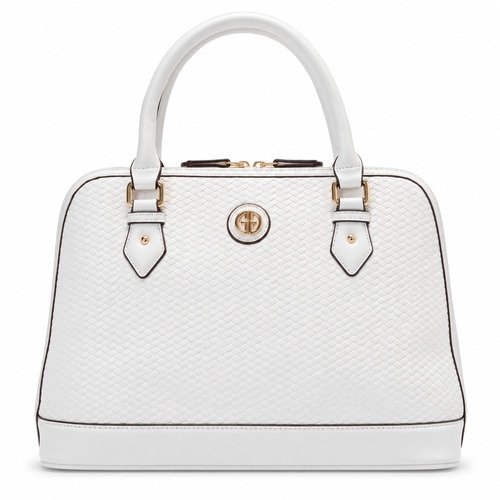 Giani Bernini Debossed Signature Dome Satchel – White — AI-enhanced catalog image