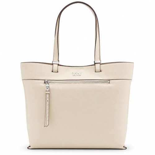 DKNY Iris Leather Tote – Ivory — AI-enhanced catalog image