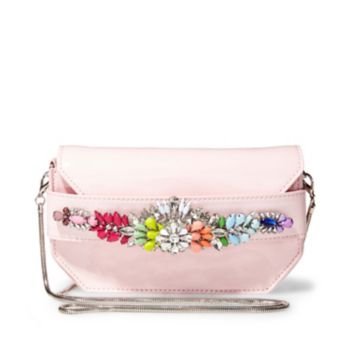 Steve Madden Pauline Jeweled Mini Clutch – Blush/Silver