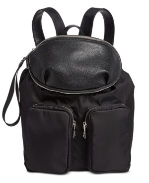 Steve Madden Boomer Backpack with Removable Belt Bag – Black/Silver