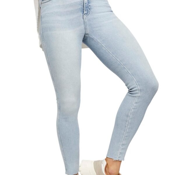 Free People Raw-Hem Ankle Denim Leggings — Havanna Blue, Size 24