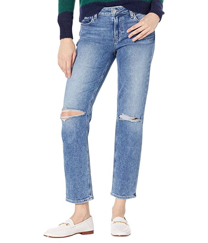 PAIGE Amber blue distressed straight-leg jeans in Walkabout Destructed, front view
