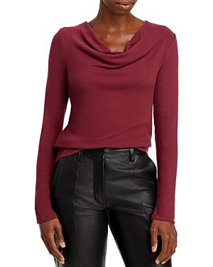 Three Dots Cowl-Neck Fleece Pullover – Burgundy